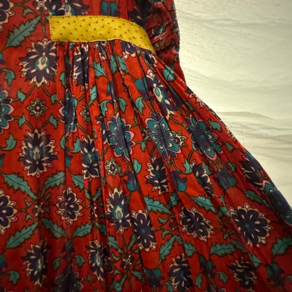 Lovely Indian hand-dyed textile dress with side pleats, size S - Picture 4 of 7